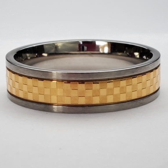 Men's Two tone gold silver Stainless Steel Band Ring sizes 10 12 - Picture 4 of 5